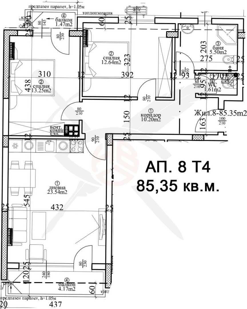 Тристаен апартамент в Варна, Гръцка махала - 115 кв.м за 1604 €/кв.м - Снимка #1