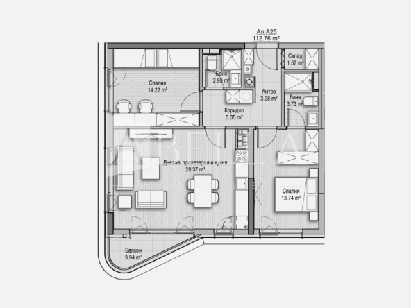 Тристаен апартамент в София, Витоша - 112 кв.м за 1853 €/кв.м - Снимка #1