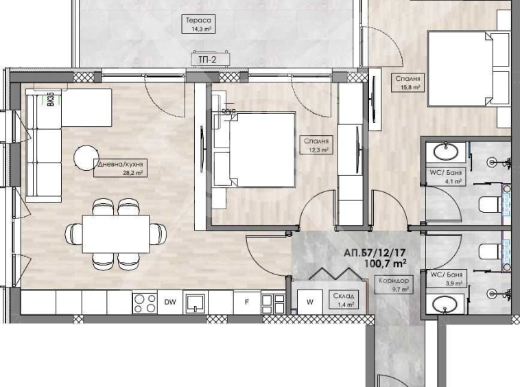 Тристаен апартамент в Пловдив, Кършияка - 113 кв.м за 1087 €/кв.м - Снимка #1