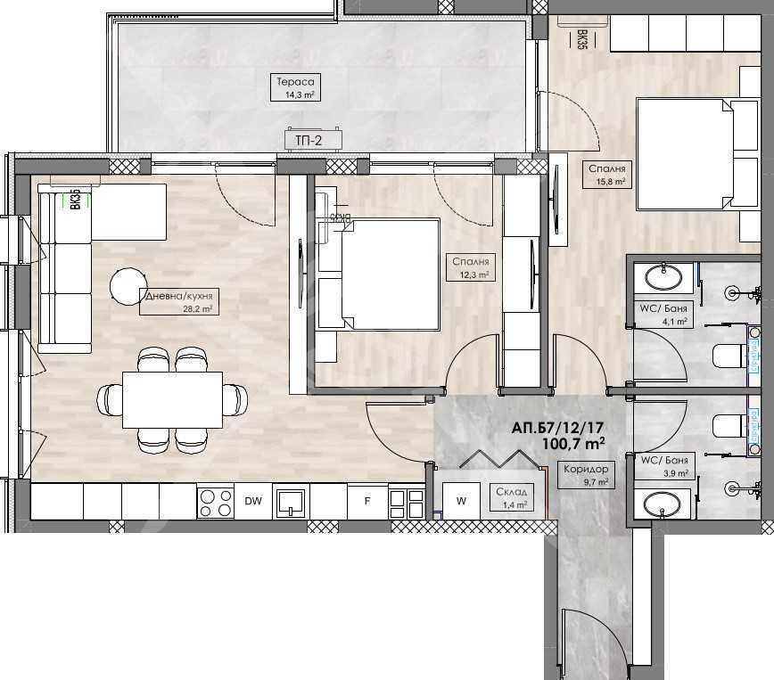 Тристаен апартамент в Пловдив, Кършияка - 113 кв.м за 555 €/кв.м - Снимка #1