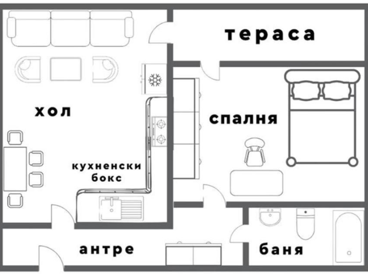Едностаен апартамент в Бургас, Меден рудник - зона В - 45 кв.м за 1497 €/кв.м - Снимка #1
