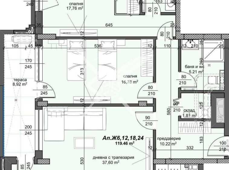 Тристаен апартамент в Пловдив, Тракия - 141 кв.м за 1284 €/кв.м - Снимка #1