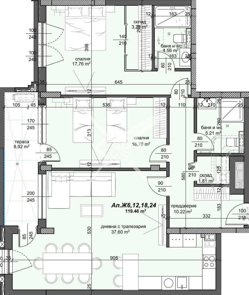 Тристаен апартамент в Пловдив, Тракия - 141 кв.м за 1284 €/кв.м - Снимка #1