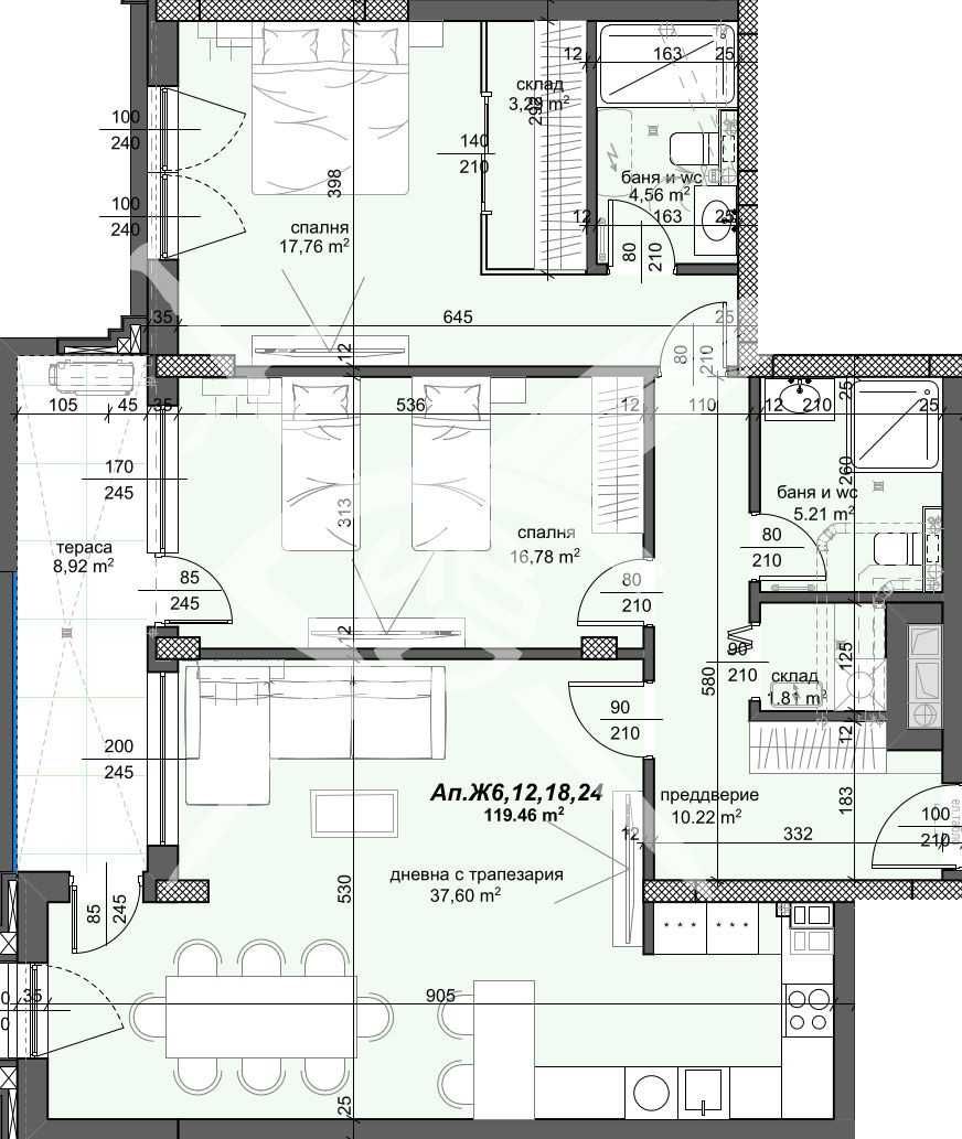 Тристаен апартамент в Пловдив, Тракия - 141 кв.м за 1284 €/кв.м - Снимка #1