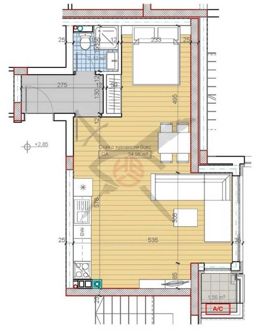 Едностаен апартамент в София, м-т Гърдова глава - 63 кв.м за 1971 €/кв.м - Снимка #1