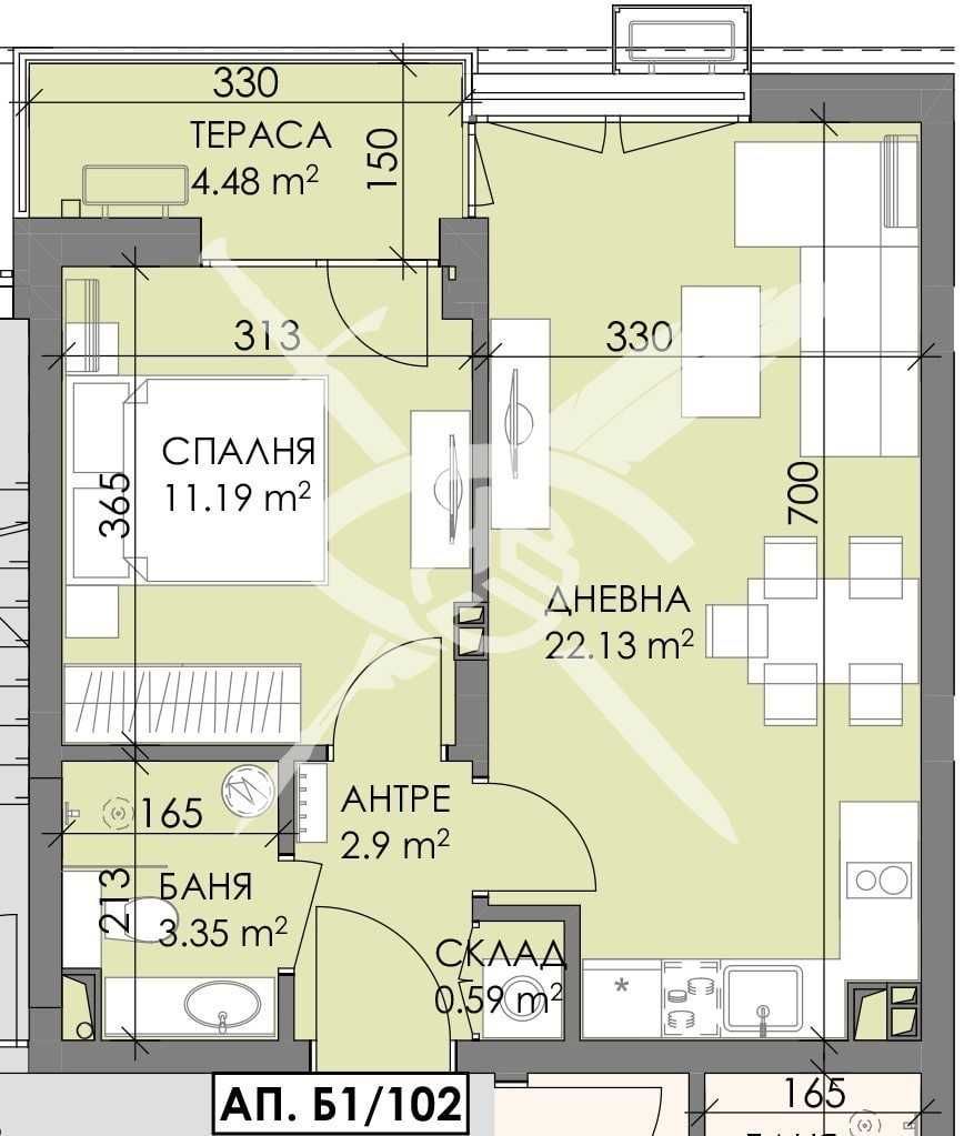 Двустаен апартамент в Бургас, Меден рудник - зона А - 60 кв.м за 1000 €/кв.м - Снимка #1
