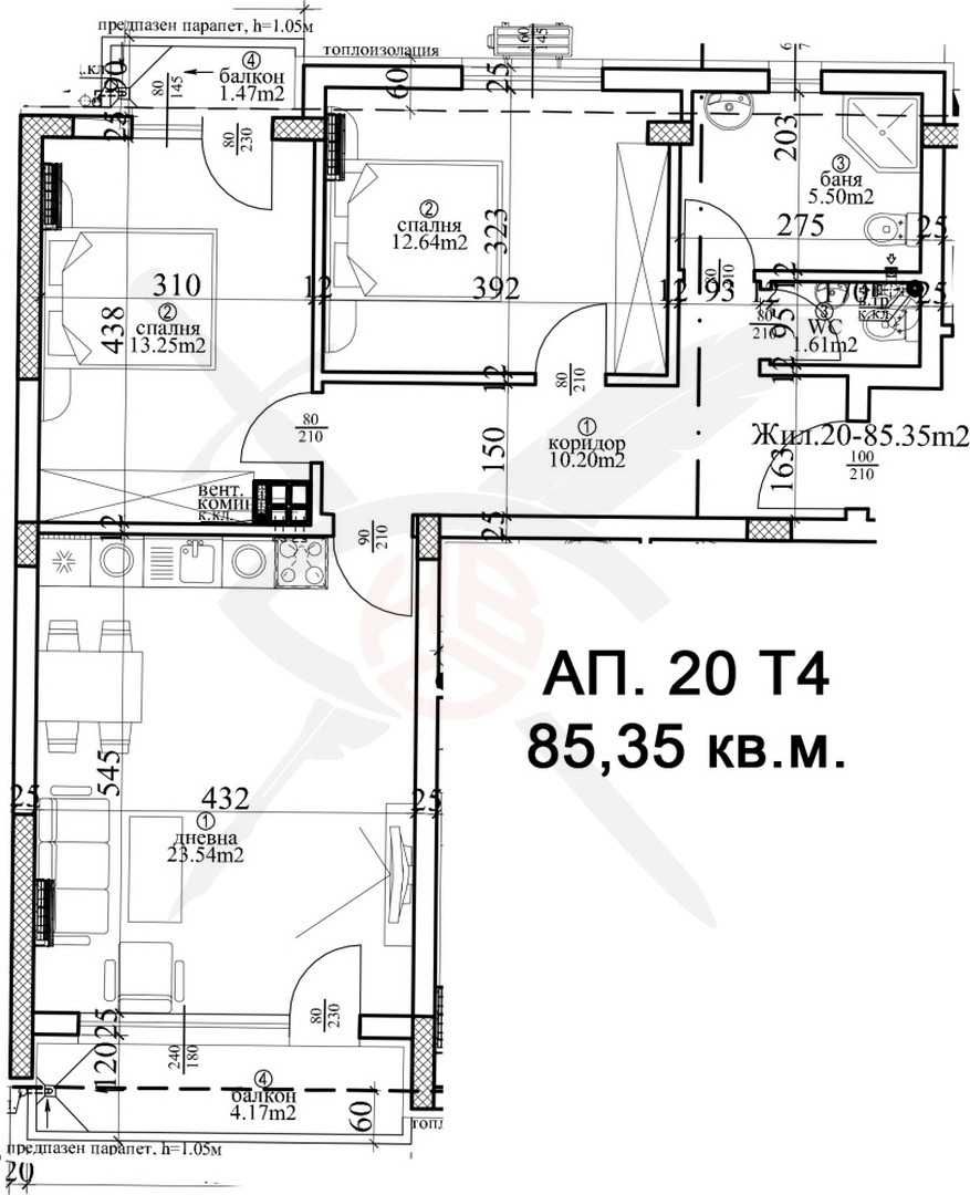 Тристаен апартамент в Варна, Гръцка махала - 119 кв.м за 1595 €/кв.м - Снимка #1