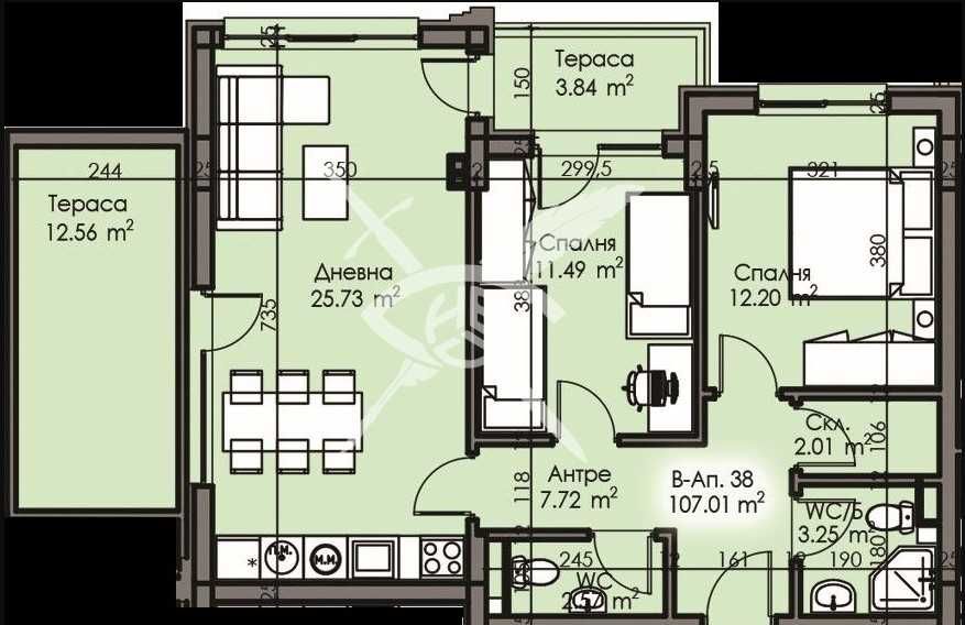 Тристаен апартамент в Бургас, Изгрев - 107 кв.м за 1151 €/кв.м - Снимка #1
