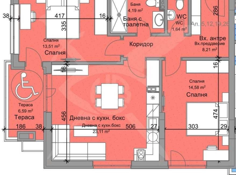 Тристаен апартамент в Пловдив, Остромила - 97 кв.м за 1392 €/кв.м - Снимка #1