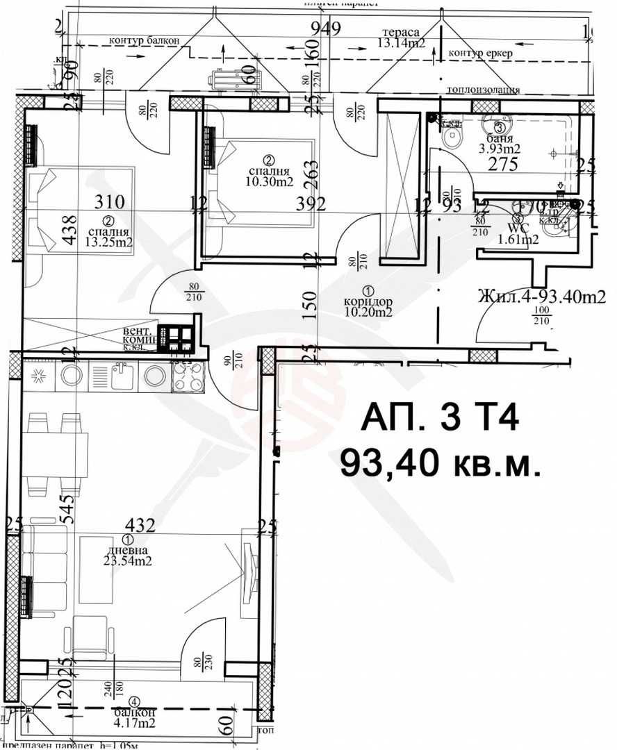 Тристаен апартамент в Варна, Гръцка махала - 126 кв.м за 1601 €/кв.м - Снимка #1