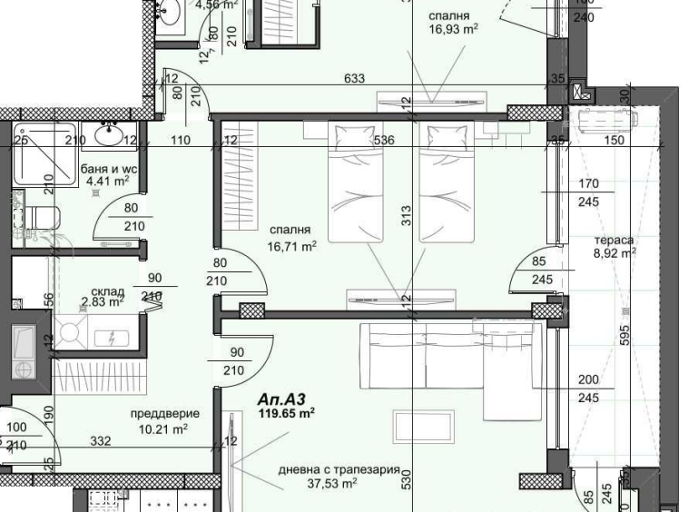 Тристаен апартамент в Пловдив, Тракия - 142 кв.м за 818 €/кв.м - Снимка #1