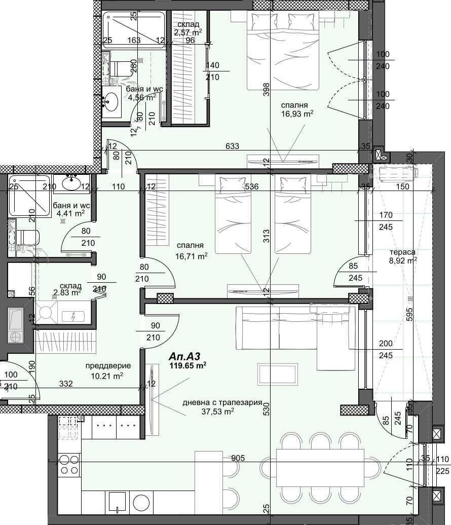 Тристаен апартамент в Пловдив, Тракия - 142 кв.м за 818 €/кв.м - Снимка #1