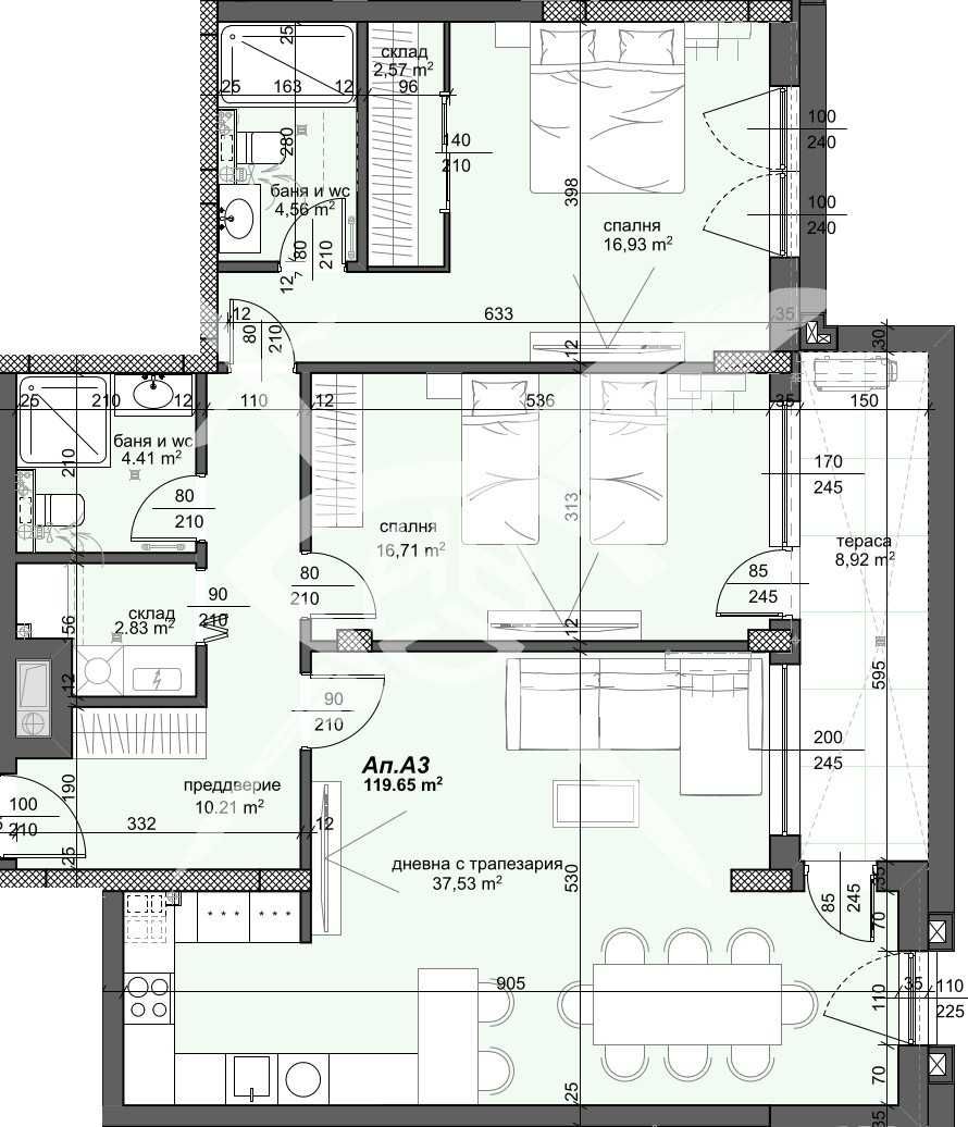 Тристаен апартамент в Пловдив, Тракия - 142 кв.м за 1494 €/кв.м - Снимка #1