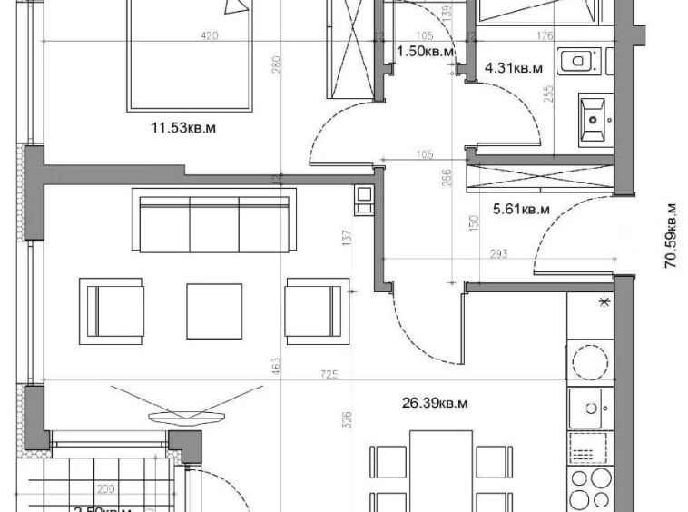 Дава се под наем Двустаен апартамент в Варна, Виница - 71 кв.м за 119696.49 € - Снимка #1