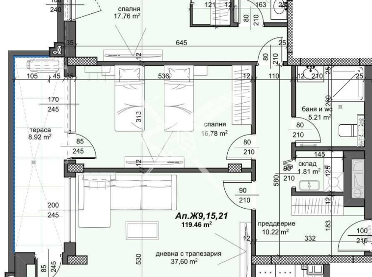 Тристаен апартамент в Пловдив, Тракия - 141 кв.м за 1284 €/кв.м - Снимка #1