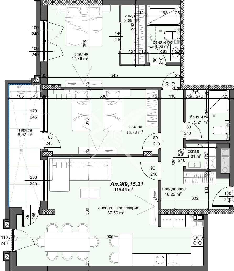 Тристаен апартамент в Пловдив, Тракия - 141 кв.м за 1284 €/кв.м - Снимка #1