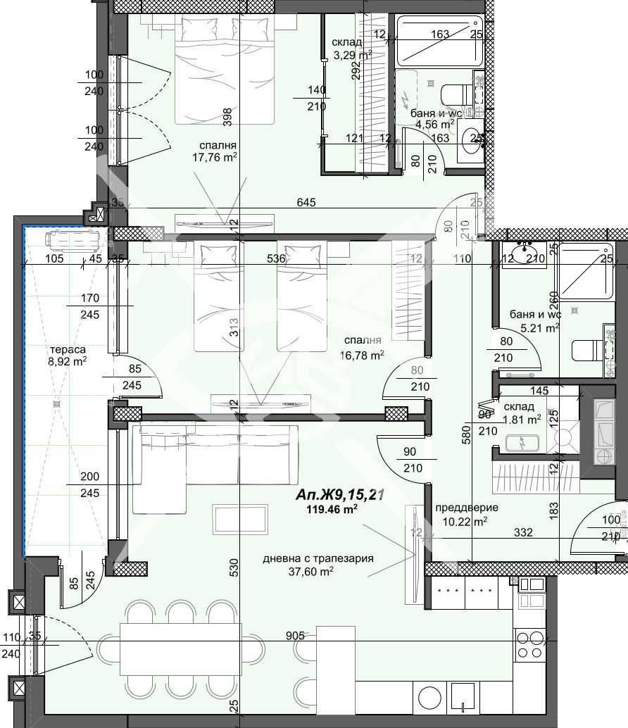 Тристаен апартамент в Пловдив, Тракия - 141 кв.м за 1278 €/кв.м - Снимка #1
