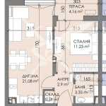 Двустаен апартамент в Бургас, Меден рудник - зона А - 58 кв.м за 1018 €/кв.м - Снимка #1