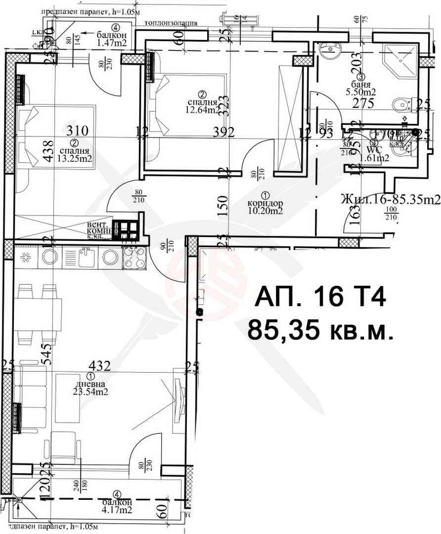 Тристаен апартамент в Варна, Гръцка махала - 116 кв.м за 1605 €/кв.м - Снимка #1