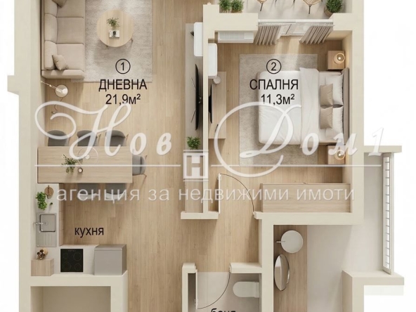 Двустаен апартамент в София, Дружба 2 - 65 кв.м за 1522 €/кв.м - Снимка #1