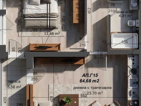 Двустаен апартамент в Пловдив, Център - 65 кв.м за 8239 €/кв.м - Снимка #1