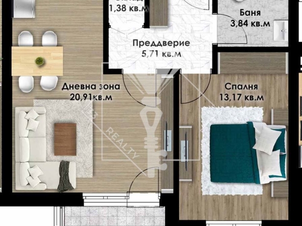Двустаен апартамент в Пловдив, Остромила - 68 кв.м за 918 €/кв.м - Снимка #1