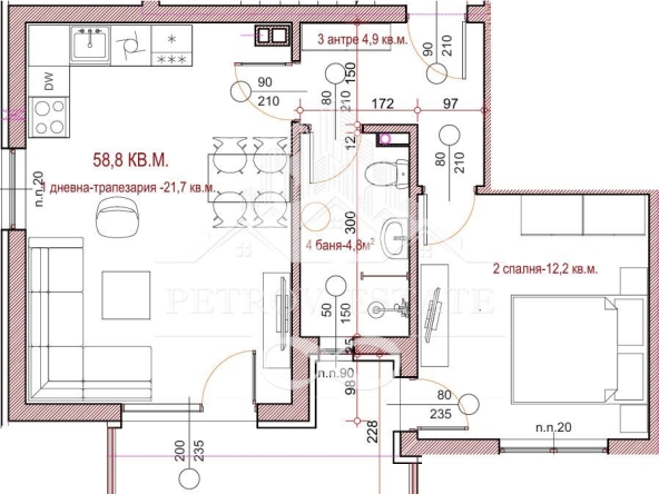 Двустаен апартамент в Велинград - 59 кв.м за 1250 €/кв.м - Снимка #1