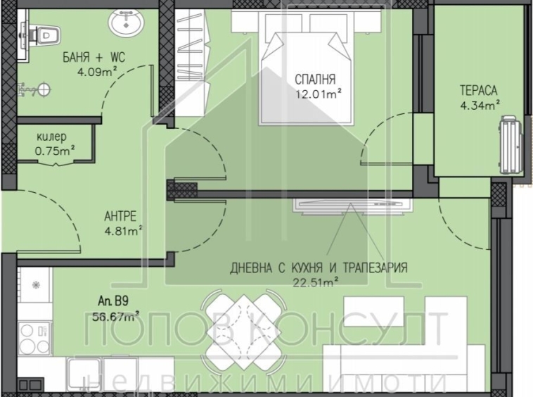 Двустаен апартамент в Пловдив, Беломорски - 64 кв.м за 1315 €/кв.м - Снимка #1