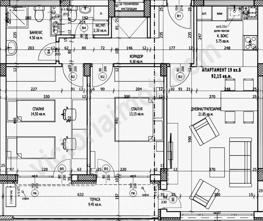 Тристаен апартамент в Велико Търново, Картала - 112 кв.м за 1236 €/кв.м - Снимка #1