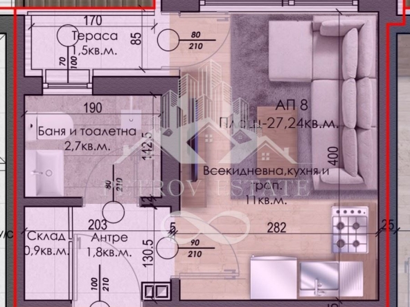 Едностаен апартамент в Велинград - 27 кв.м за 664 €/кв.м - Снимка #1
