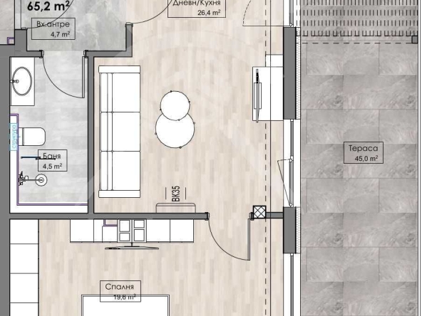 Двустаен апартамент в Пловдив, Кършияка - 73 кв.м за 1458 €/кв.м - Снимка #1