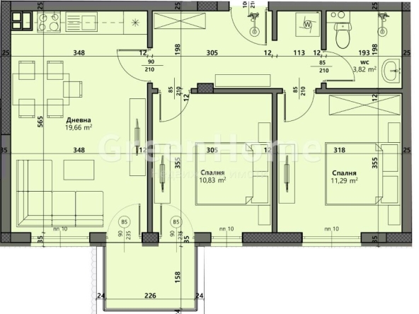 Тристаен апартамент в Варна, Виница - 68 кв.м за 1427 €/кв.м - Снимка #1