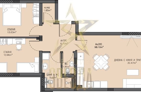 Тристаен апартамент в Пловдив, Южен - 111 кв.м за 634 €/кв.м - Снимка #1