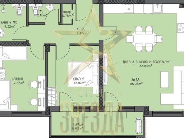 Тристаен апартамент в Пловдив, Южен - 108 кв.м за 652 €/кв.м - Снимка #1