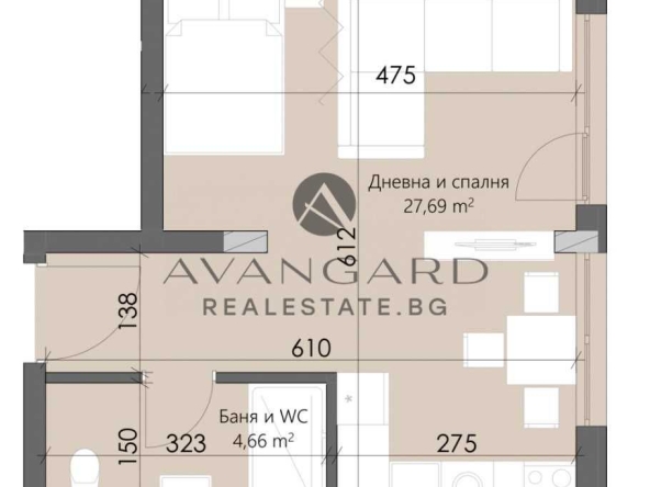 Едностаен апартамент в Пловдив, Кършияка - 45 кв.м за 1215 €/кв.м - Снимка #1