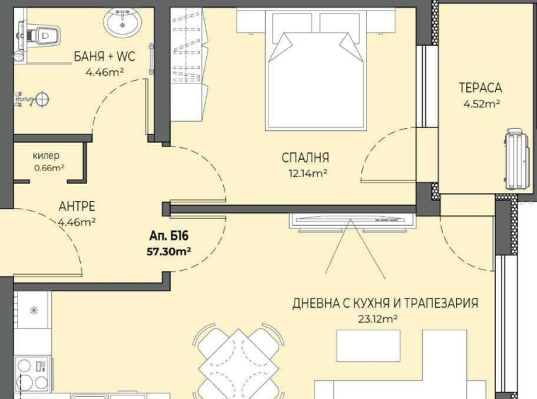 Двустаен апартамент в Пловдив, Остромила - 65 кв.м за 1456 €/кв.м - Снимка #1