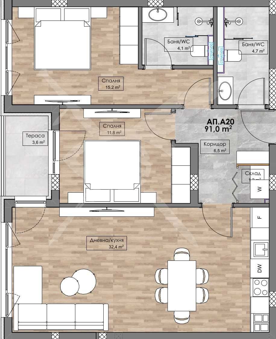 Тристаен апартамент в Пловдив, Кършияка - 107 кв.м за 551 €/кв.м - Снимка #1