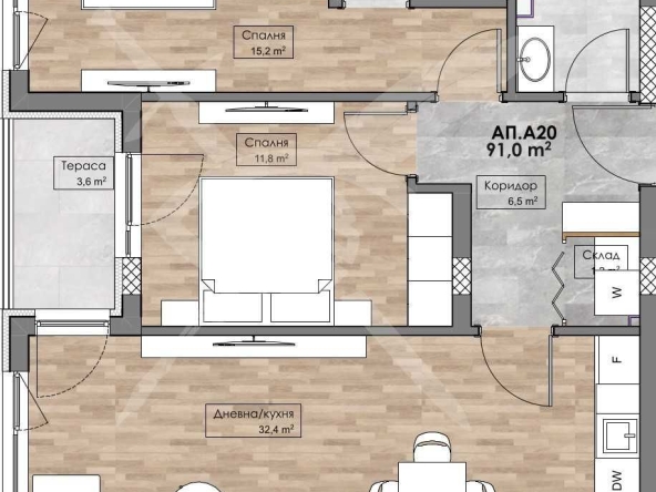 Тристаен апартамент в Пловдив, Кършияка - 107 кв.м за 1081 €/кв.м - Снимка #1