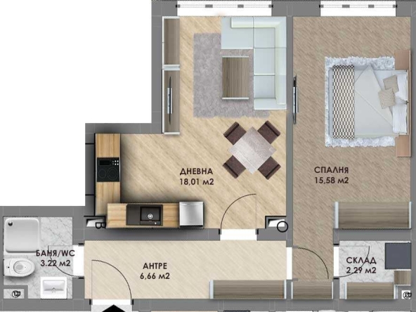 Двустаен апартамент в Пловдив, Христо Смирненски - 63 кв.м за 969 €/кв.м - Снимка #1