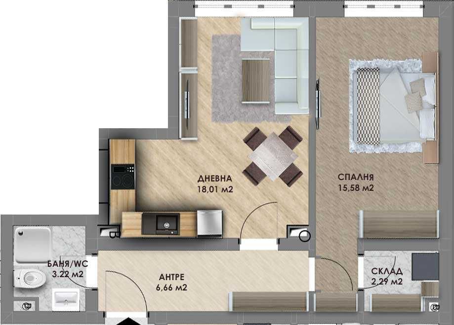 Двустаен апартамент в Пловдив, Христо Смирненски - 63 кв.м за 969 €/кв.м - Снимка #1