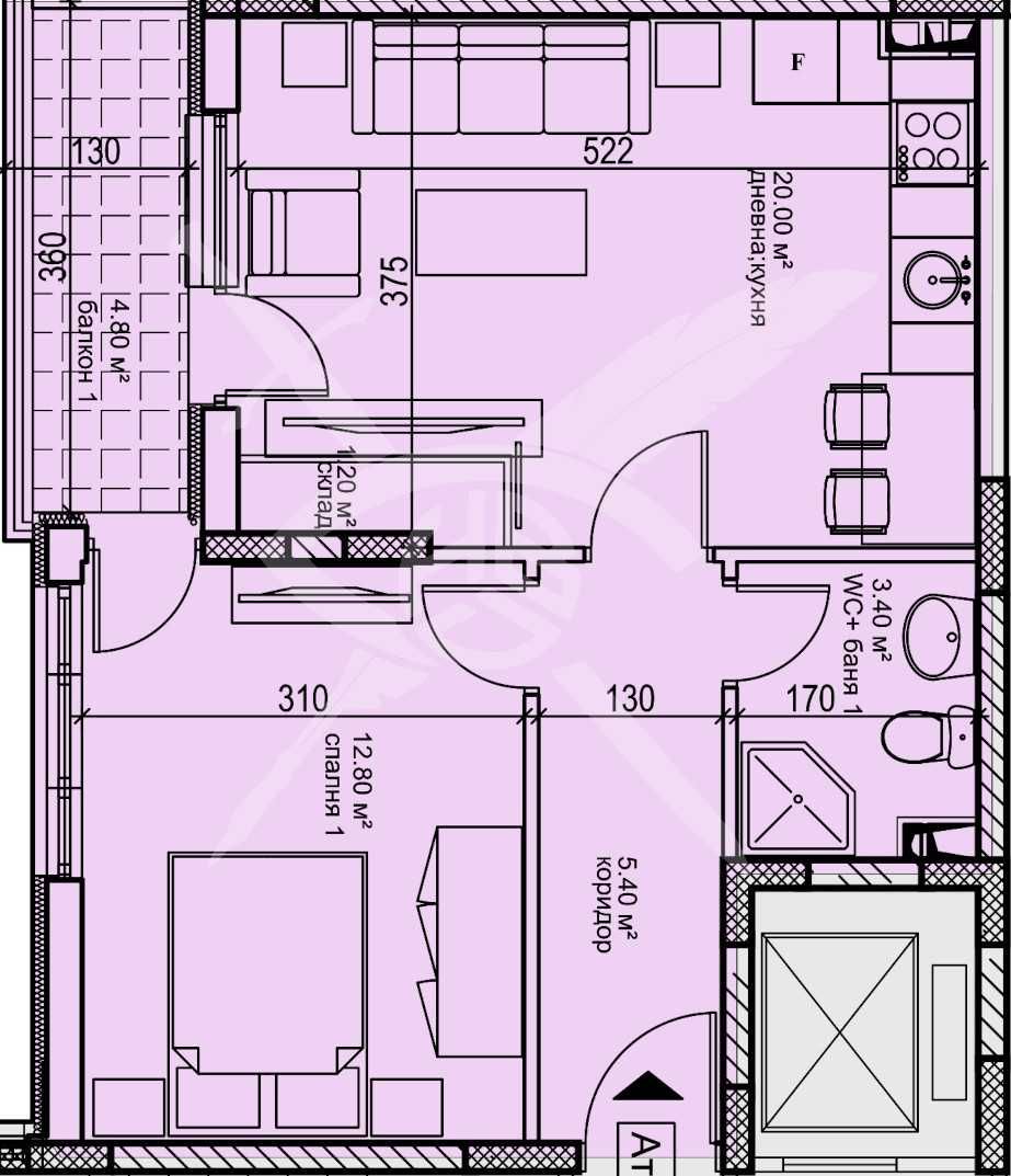 Двустаен апартамент в Пловдив, Кършияка - 62 кв.м за 1420 €/кв.м - Снимка #1