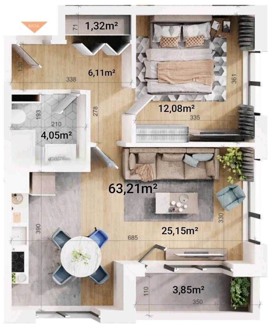 Двустаен апартамент в Пловдив, Тракия - 73 кв.м за 1200 €/кв.м - Снимка #1