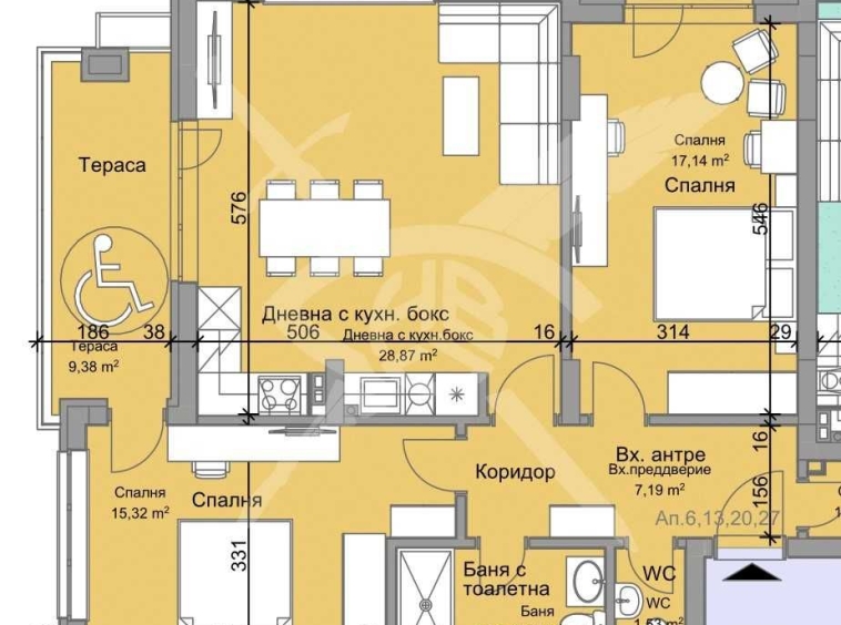 Тристаен апартамент в Пловдив, Остромила - 115 кв.м за 1246 €/кв.м - Снимка #1
