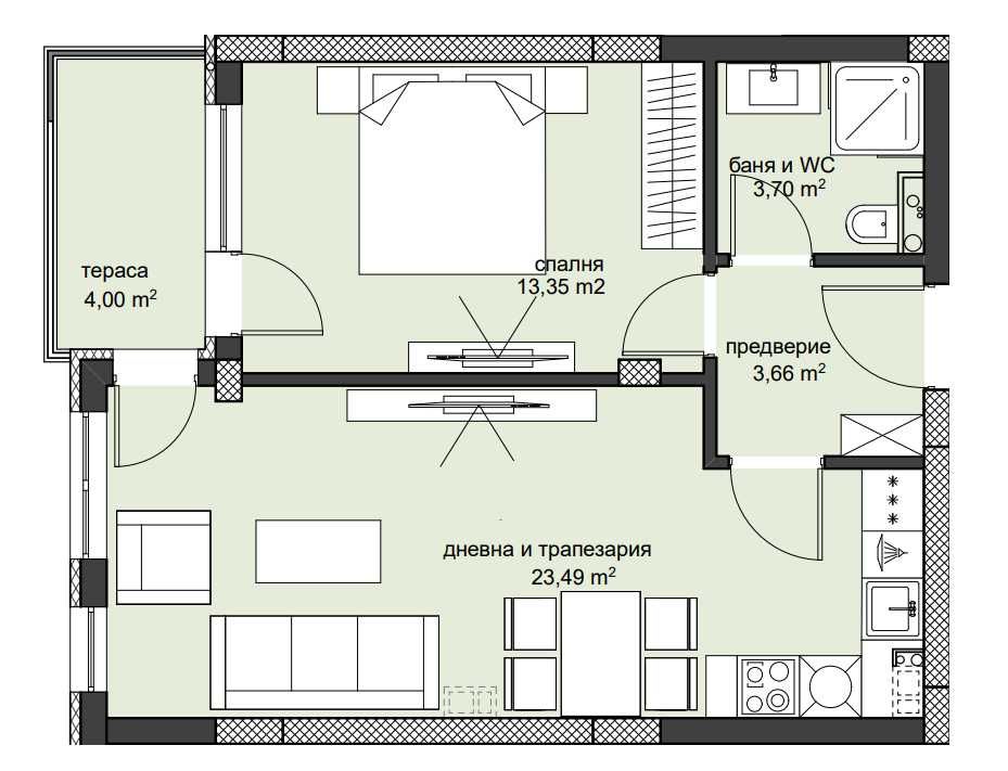 Двустаен апартамент в Пловдив, Христо Смирненски - 68 кв.м за 1301 €/кв.м - Снимка #1