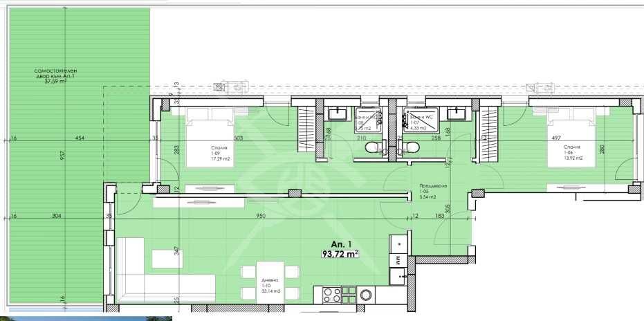 Тристаен апартамент в Пловдив, Остромила - 105 кв.м за 1484 €/кв.м - Снимка #1