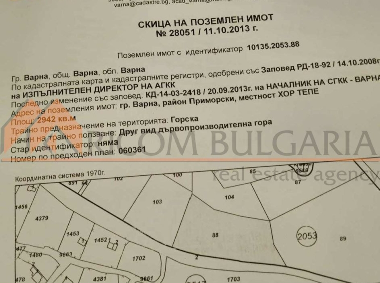 Парцел в Варна, Виница - 2942 кв.м за 16 €/кв.м - Снимка #1