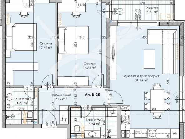 Тристаен апартамент в Пловдив, Кършияка - 124 кв.м за 1460 €/кв.м - Снимка #1