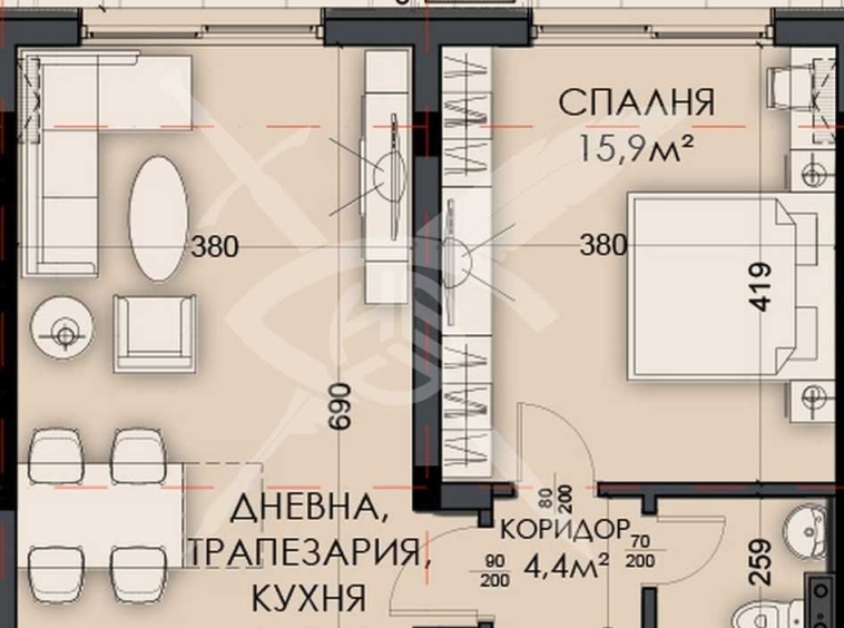 Двустаен апартамент в Варна, Виница - 68 кв.м за 1157 €/кв.м - Снимка #1