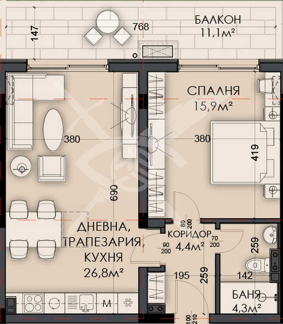 Двустаен апартамент в Варна, Виница - 68 кв.м за 1157 €/кв.м - Снимка #1