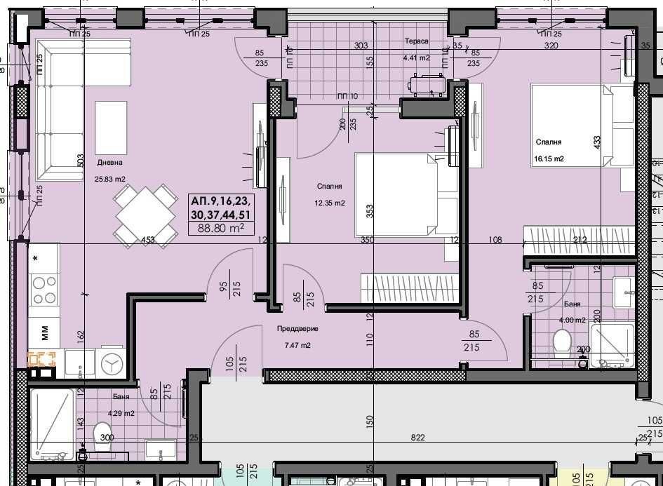 Тристаен апартамент в Пловдив, Гагарин - 111 кв.м за 981 €/кв.м - Снимка #1